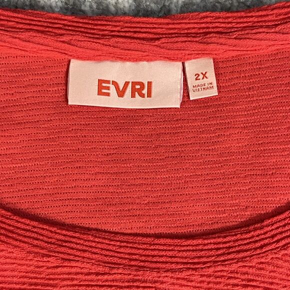 EVRI Knit Top Women Size 2X Pink Cotton-Blend Textured Fabric Stretch Round Neck - Picture 2 of 12